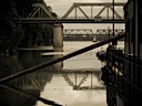 Occhiobello. Dettaglio sul ponte autostradale e ferroviario.